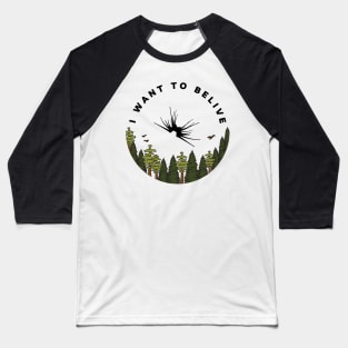 I Want to Belive - Shadow Ship - Circle - White - Sci-Fi Baseball T-Shirt